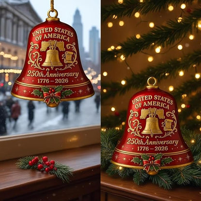 🌟Proudly made in Texas, USA🔔United States 250th Anniversary Bell Ornament