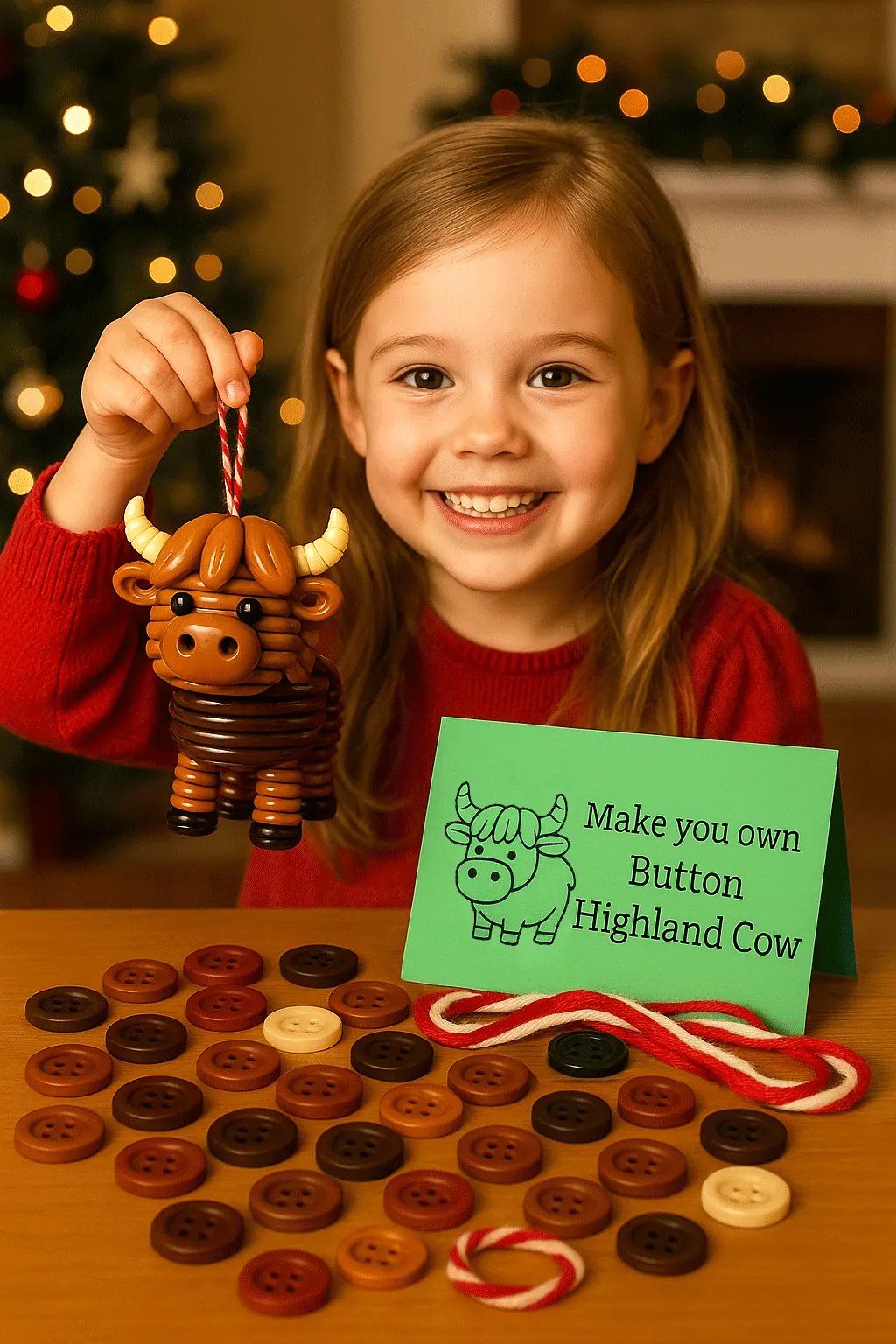 DIY Highland Cow Button Ornament🎄M1