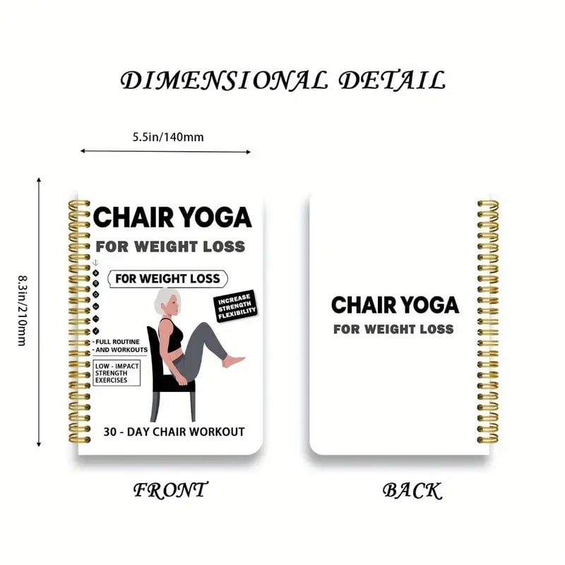 🔥🔥30-Day Chair Yoga Weight Loss Spiral Notebook & Exercise Guide