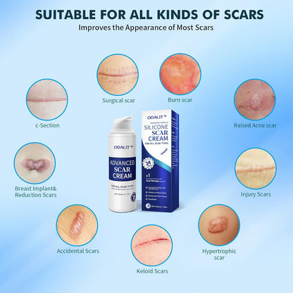 ODALIT™ Scar Cream Gel, Advanced Silicone Scar Gel, Professional Scar Removal Cream for Surgical Scars, Stretch Mark, Keloid Bump, C-Section, Old and New Scars
