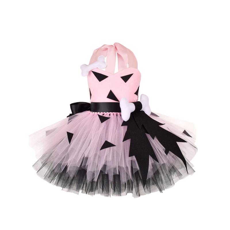 Kids Girls Caveman Costume Cavegirl Tulle Dresswith Headpiece Stone Age Outfit HalloweenCosplay Dress Up Photo Shoot