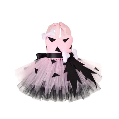 Kids Girls Caveman Costume Cavegirl Tulle Dresswith Headpiece Stone Age Outfit HalloweenCosplay Dress Up Photo Shoot