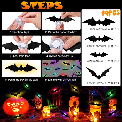 The Secret to a Next-Level Halloween-🎁3D Bat Design LED Decoration
