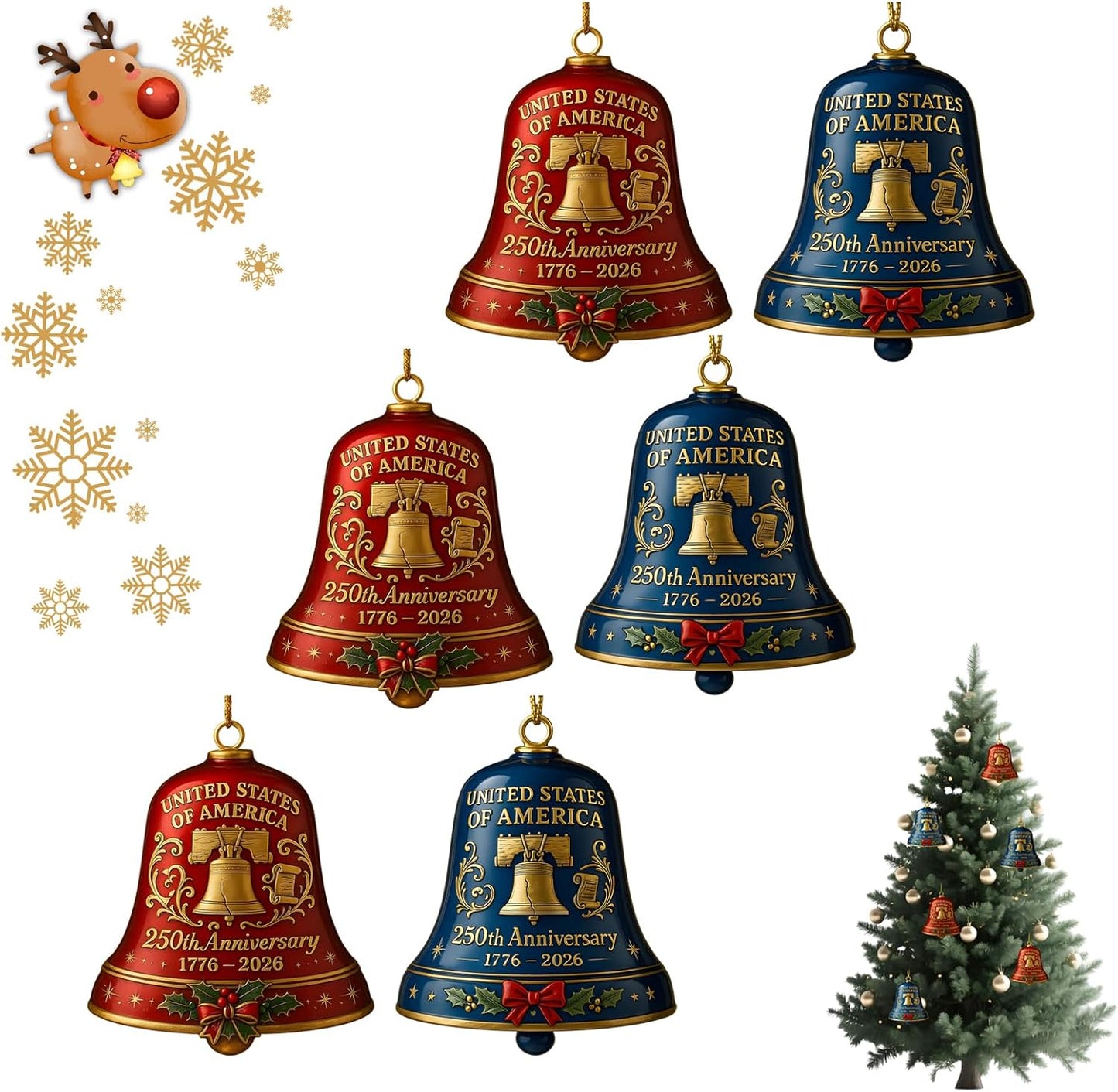 🌟Proudly made in Texas, USA🔔United States 250th Anniversary Bell Ornament