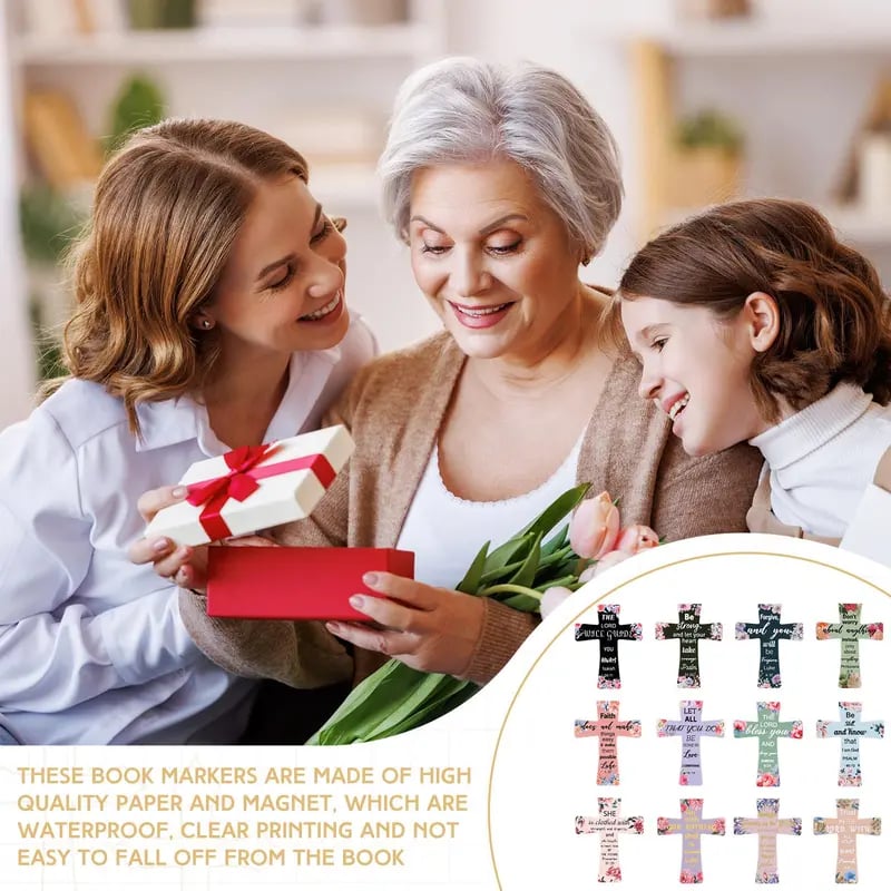 📖12 Pcs Magnetic Cross Bookmarks Gifts for Bible Study, Readers, Teachers, Students🌸✝️