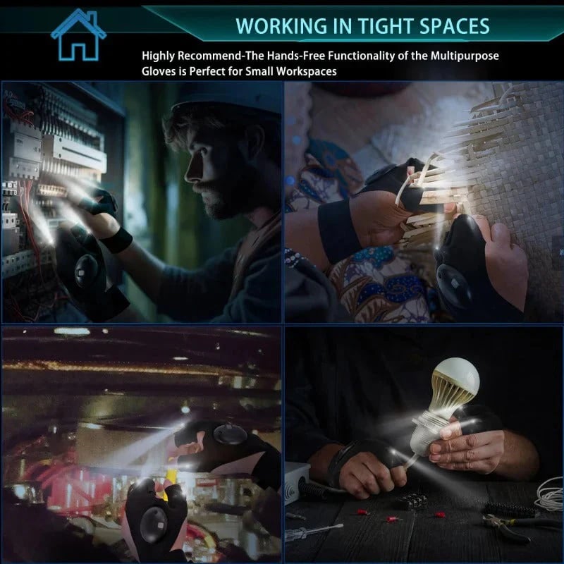 🔥🔥Hands-Free LED Half Finger Gloves