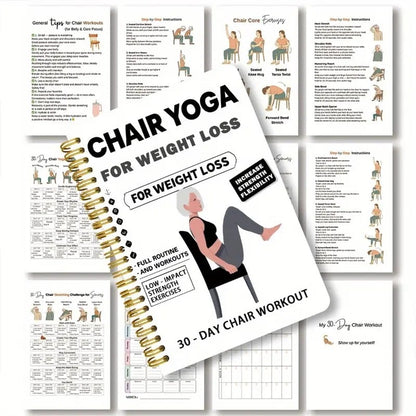 🔥🔥30-Day Chair Yoga Weight Loss Spiral Notebook & Exercise Guide